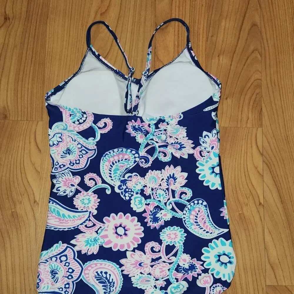 Paisley Pattern Blue Girls Swimsuit || 13/14 EUC